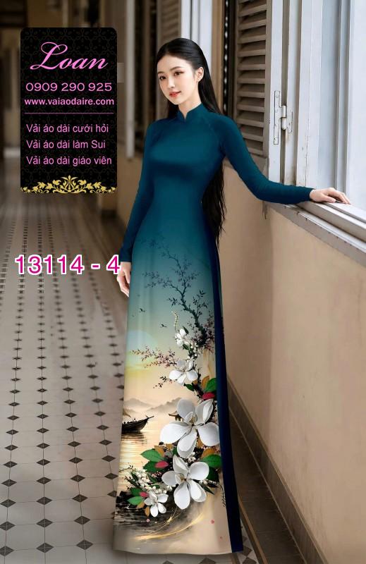Vải áo dài phong cảnh in 3D