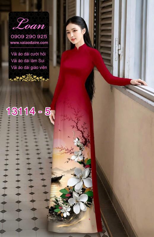 Vải áo dài phong cảnh in 3D