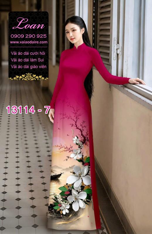 Vải áo dài phong cảnh in 3D