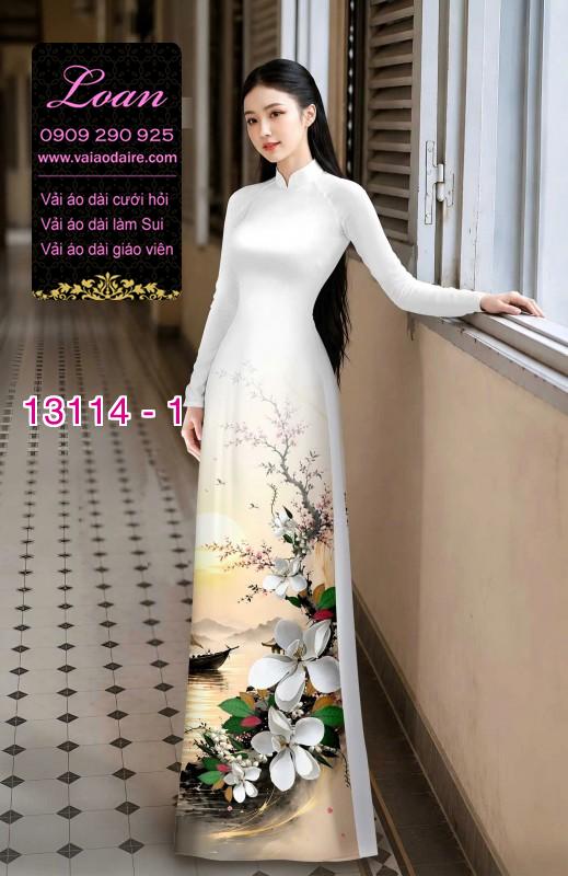 Vải áo dài phong cảnh in 3D