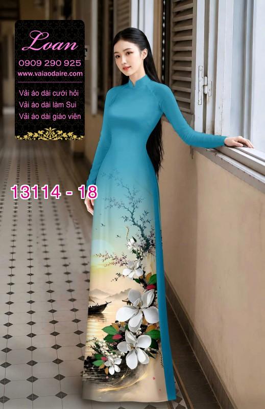 Vải áo dài phong cảnh in 3D