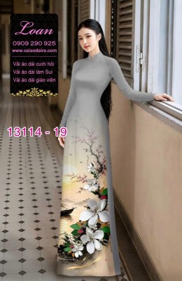 Vải áo dài phong cảnh in 3D-13114