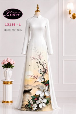 Vải áo dài phong cảnh in 3D-DT 13114