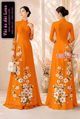Vải áo dài hoa in 3D-13117
