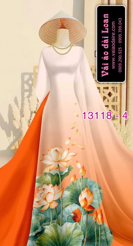 Vải áo dài hoa sen in 3D