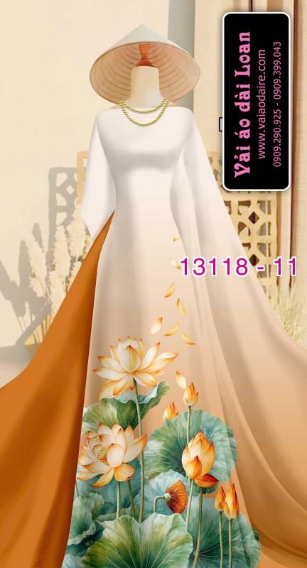 Vải áo dài hoa sen in 3D