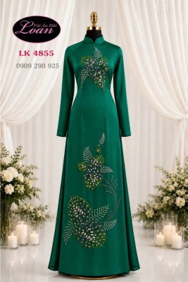 Vải áo dài kết pha lê sang trọng-ADK 13119