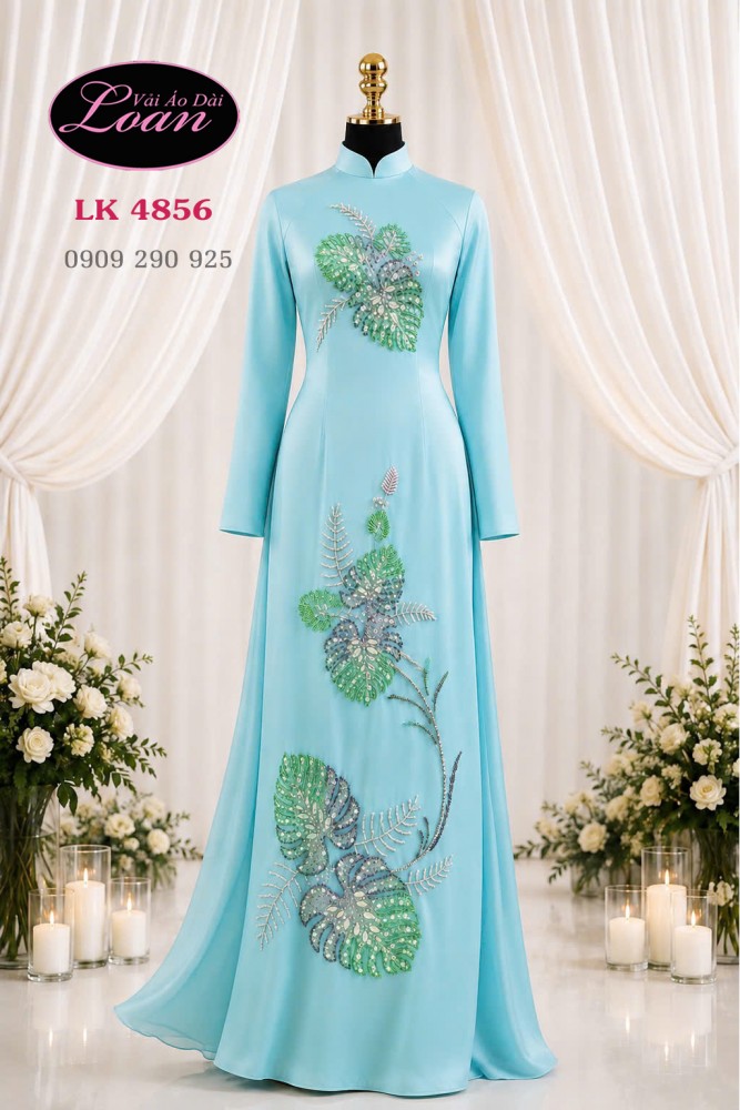 Vải áo dài kết pha lê sang trọng