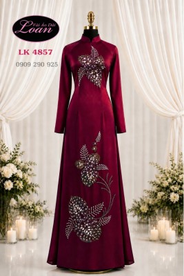 Vải áo dài kết pha lê sang trọng-ADK 13121