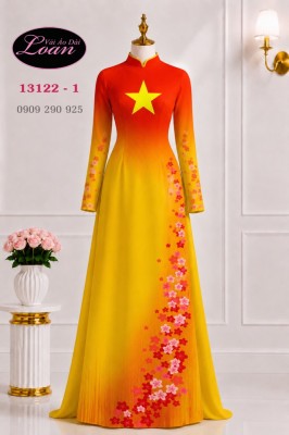 Vải áo dài lá cờ Việt  Nam-13122
