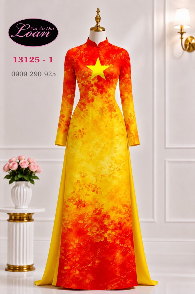 Vải áo dài lá cờ Việt  Nam
