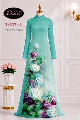 Vải áo dài hoa in 3D-13127