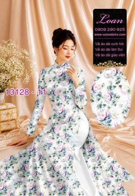 Vải áo dài hoa nhí in 3D-13128