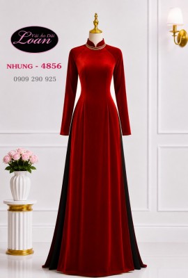 Vải áo dài nhung trơn màu đỏ tươi-ADN 13130