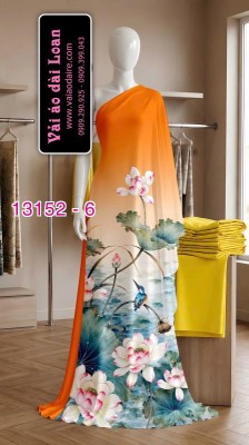Vải áo dài hoa sen in 3D-13152