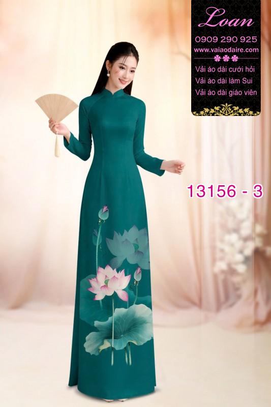 Vải áo dài hoa sen in 3D