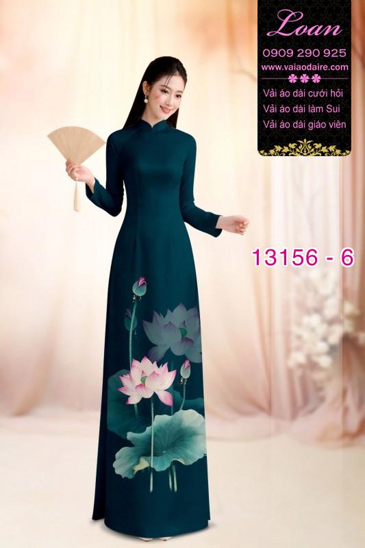 Vải áo dài hoa sen in 3D