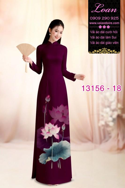 Vải áo dài hoa sen in 3D