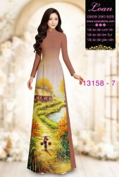 Vải áo dài phong cảnh đồng lúa