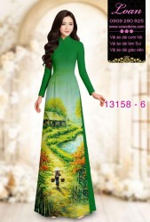 Vải áo dài phong cảnh đồng lúa