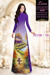 Vải áo dài phong cảnh đồng lúa