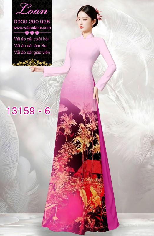 Vải áo dài phong cảnh đồng quê