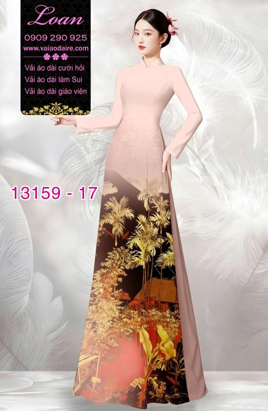 Vải áo dài phong cảnh đồng quê