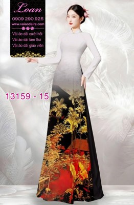 Vải áo dài phong cảnh đồng quê-13159