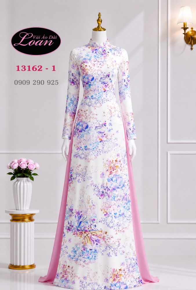 Vải áo dài hoa toàn thân