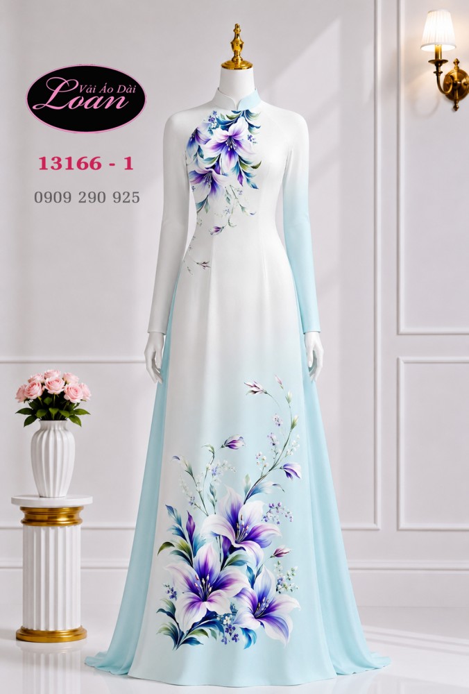 Vải áo dài hoa in 3D