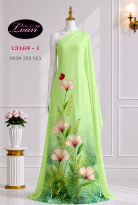 Vải áo dài hoa in 3D-DT 13169