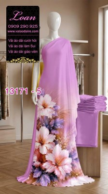 Vải áo dài hoa in 3D-13171