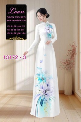 Vải áo dài hoa in 3D-13172