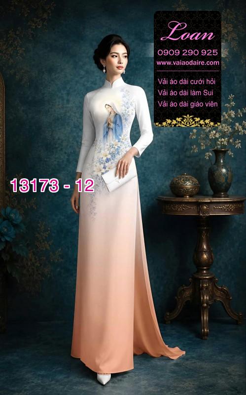 Vải áo dài hình đức mẹ maria