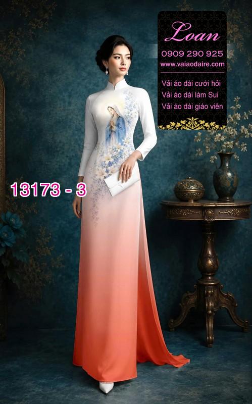 Vải áo dài hình đức mẹ maria