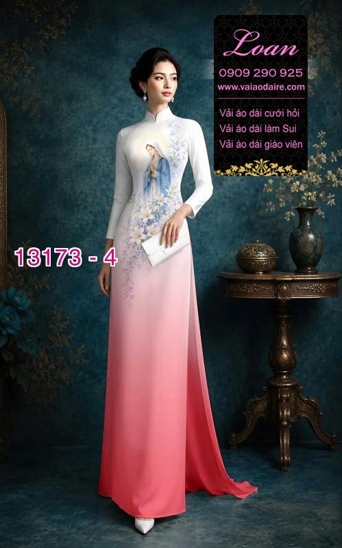 Vải áo dài hình đức mẹ maria