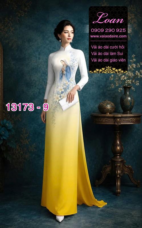 Vải áo dài hình đức mẹ maria