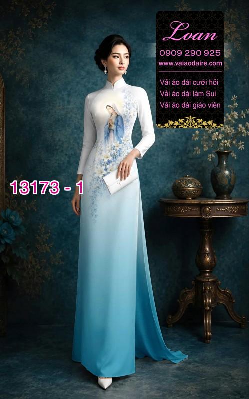 Vải áo dài hình đức mẹ maria
