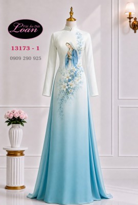 Vải áo dài hình đức mẹ maria-DT 13173