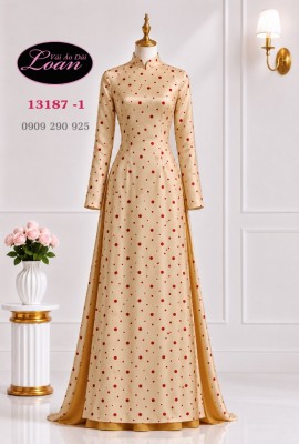 Vải áo dài chấm bi lụa Tô Châu-DT 13187