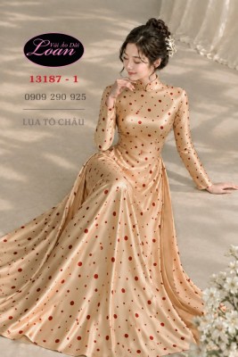 Vải áo dài chấm bi lụa Tô Châu-DT 13187
