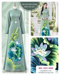 Vải áo dài vẽ hoa sen