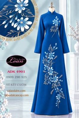 Vải áo dài vẽ kết cườm hoa dây-ADK 13206