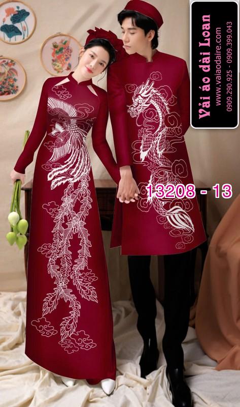 Vải áo dài cặp đôi nam - nữ rồng phượng