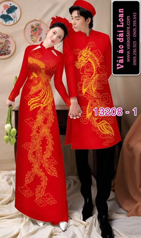 Vải áo dài cặp đôi nam - nữ rồng phượng
