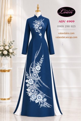 Vải áo dài hoa vẽ - kết cườm-4905