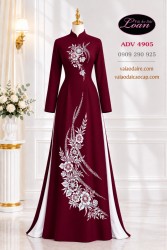 Vải áo dài hoa vẽ - kết cườm