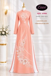 Vải áo dài hoa vẽ - kết cườm