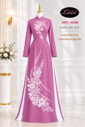 Vải áo dài hoa vẽ - kết cườm