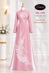 Vải áo dài hoa vẽ - kết cườm